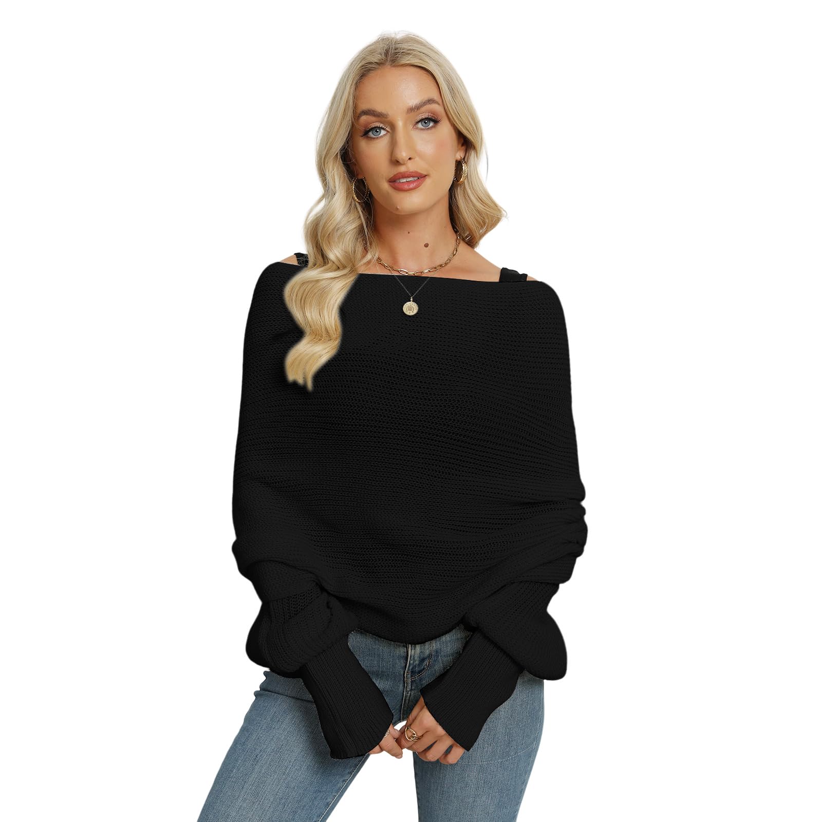 Zcargel Winter Warm Shawl Scarves Multi-Functional Knitted Wrap Scarf with Sleeves Sweater Shawl Fall Scarf for Women Girl