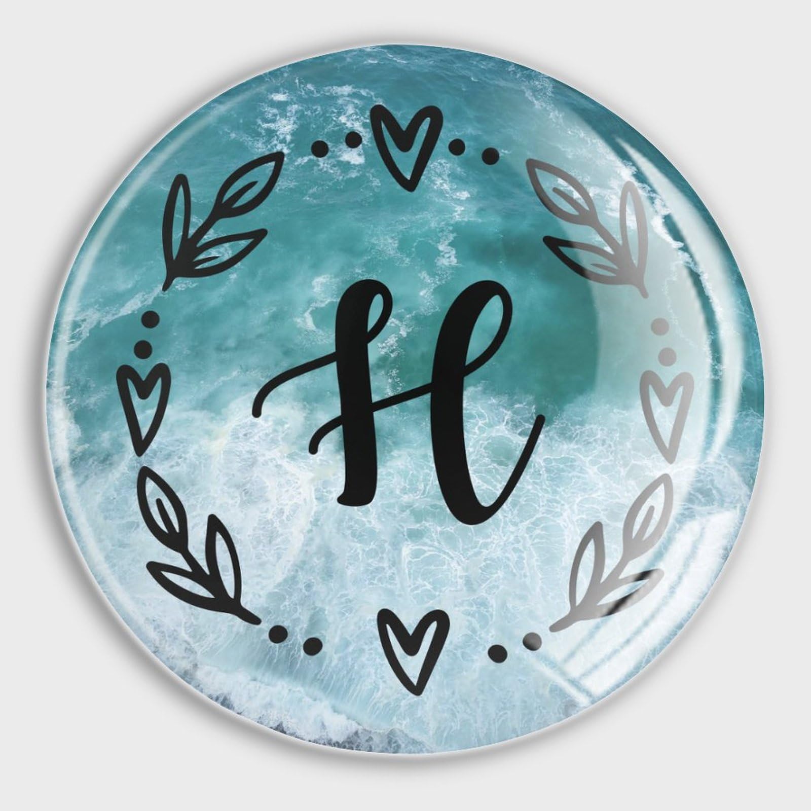 Aimants en verre fleur initiale H, décor de cuisine et tableau blanc magnétique