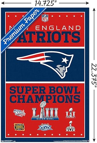 Miniatura 3 de Trends International NFL New England Patriots - Póster de pared de Champions 19, 14.725 x 22.375 pulgadas, versión premium sin marco