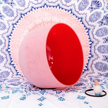 ENERGYSOUND 432Hz C Root Chakra Red Colour Frosted Quartz Crystal Singing Bowl 10 Inch (25 cm)