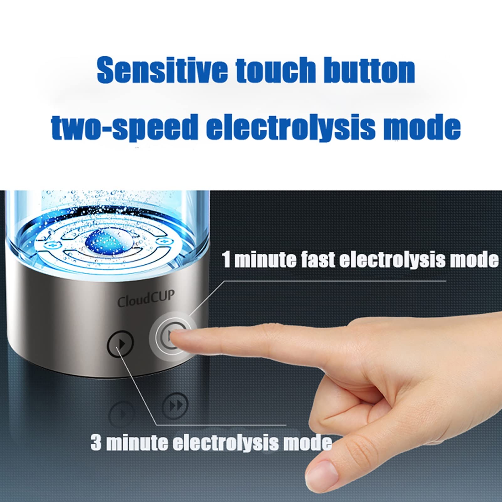 Przenośna alkaliczna butelka na wodę wodorowa Generator wody Bogaty wodór Jonizator USB Akumulator Tryb 1 Minuta i 3 Minuty Spraw, aby woda o wysokim stężeniu wodoru Szklana butelka 480 m