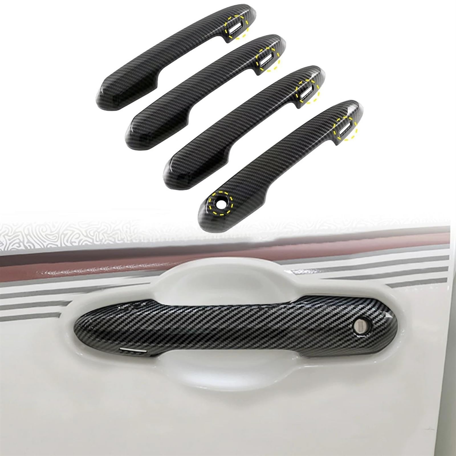 NOHEEU Car Exterior Door Handle Trim Cover for Toyota for Land Cruiser 300 J300 LC300 2022-2023(Black)