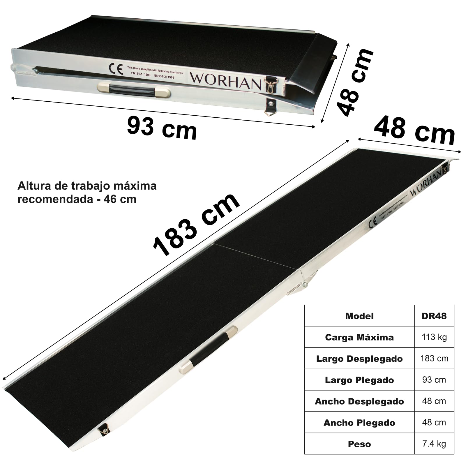Rampa de Carga Acceso para Mascota Perro 113kg Rigida Robusta Plegable Plataforma Aluminio Superficie Antideslizante DR48
