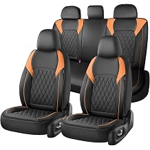 Coverado Seat Covers for Cars, Seat Covers Full Set, Waterproof Seat Covers, Car Seat Covers Front Seats and Back, Car Seat Cushion, Car Seat Protector Universal Fit Most Cars Trucks SUV, Black&Orange