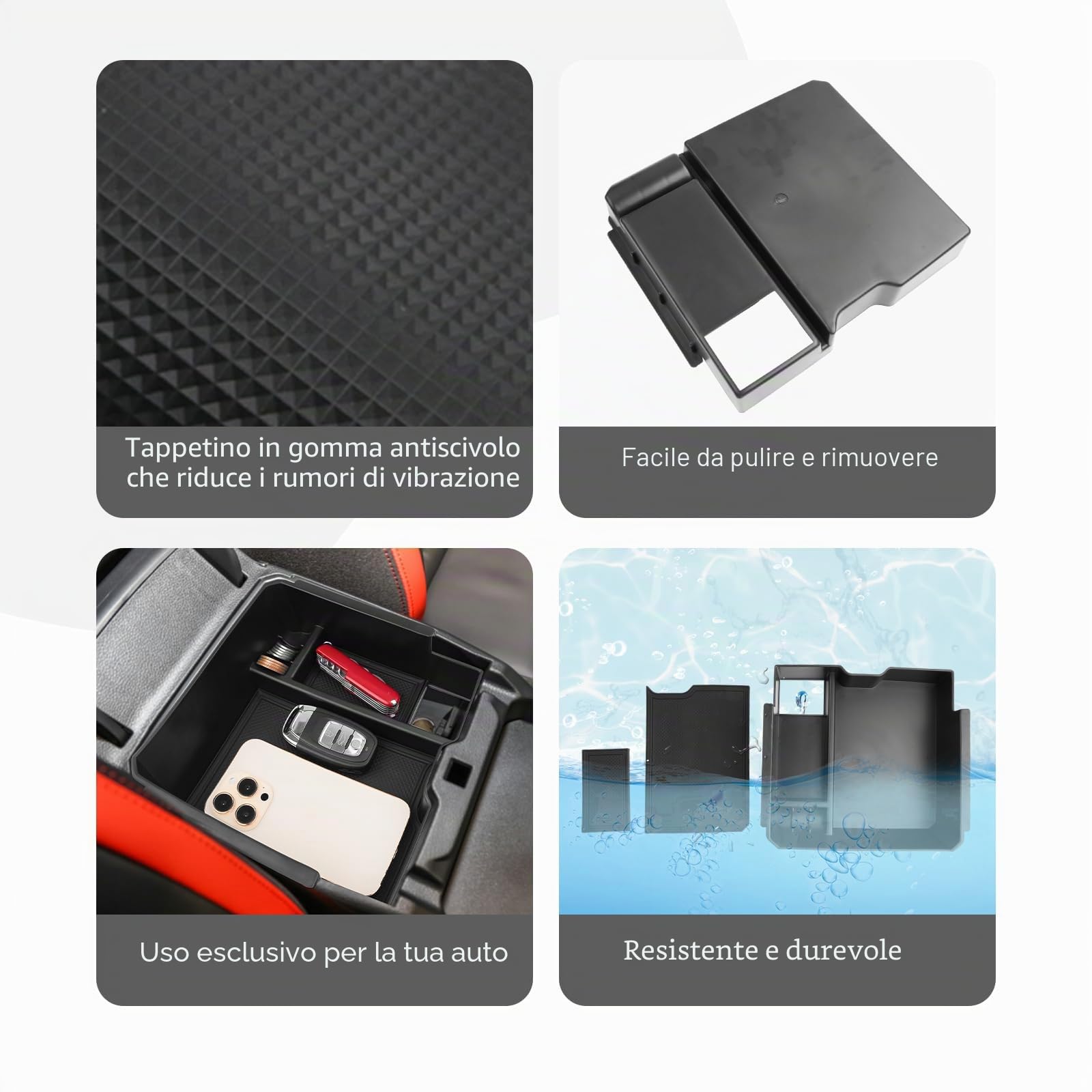 CDEFG Compatibile con Ford Ranger T9 2023 2024 2025 Raptor Wildtrak XLT Vano Portaoggetti da Bracciolo Scatola di Controllo Centrale Scatola di Organizer per Auto Ranger Accessori (Freno elettronici)