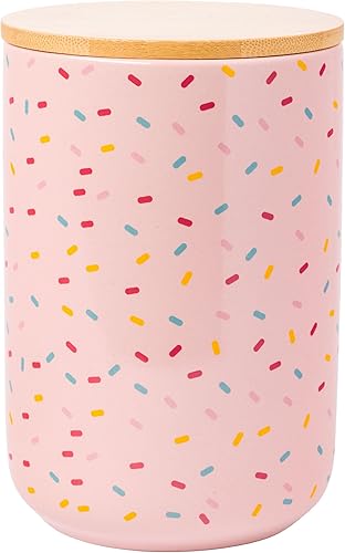 Miniatura 117 de Silver Buffalo Tarro de cerámica para aperitivos o galletas de color rosa de Hello Kitty, de Sanrio, tamaño mediano Hello Kitty Waving (cerámica)