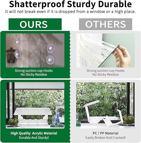 Miniatura 7 de Comedero para pájaros de ventana grande con semillas extraíble y bandeja de agua, para aves silvestres con ganchos adhesivos súper fuertes + ventosa