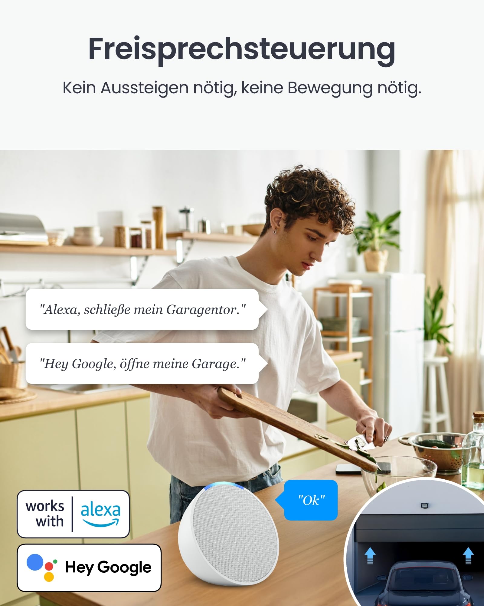 SwitchBot Smart WLAN Garagentoröffner, New Matter-zertifiziert, APP-Steuerung, Alexa/Google/Siri/IFTTT/SmartThings unterstützt, Mehrere Benachrichtigungsmodi, Kein Hub erforderlich