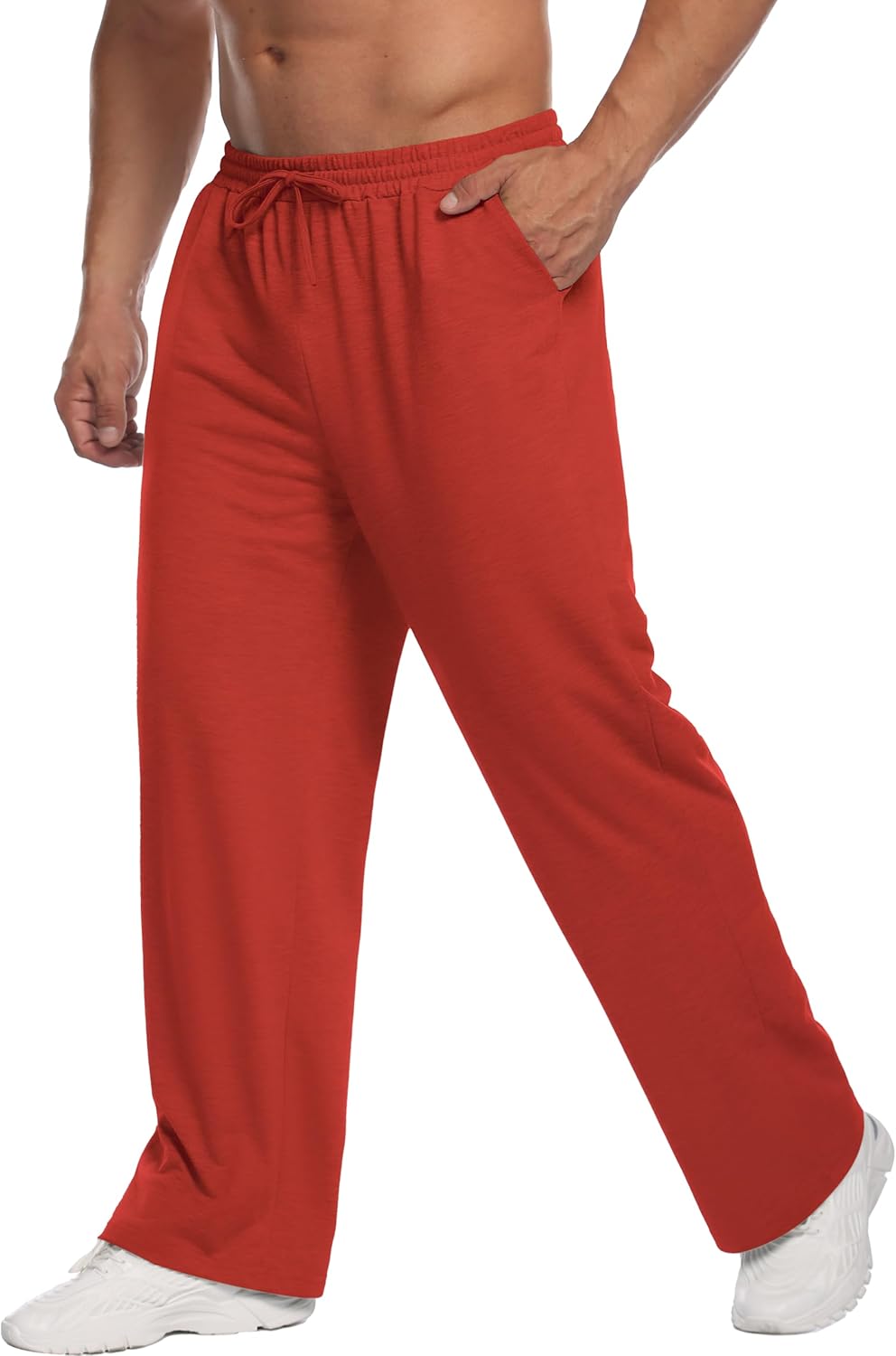 Deyeek Men's Lightweight Sweatpants Open Bottom Sweat Pants for Men Straight Leg Gym Sweatpants Lounge Pants with Pockets - Image 4