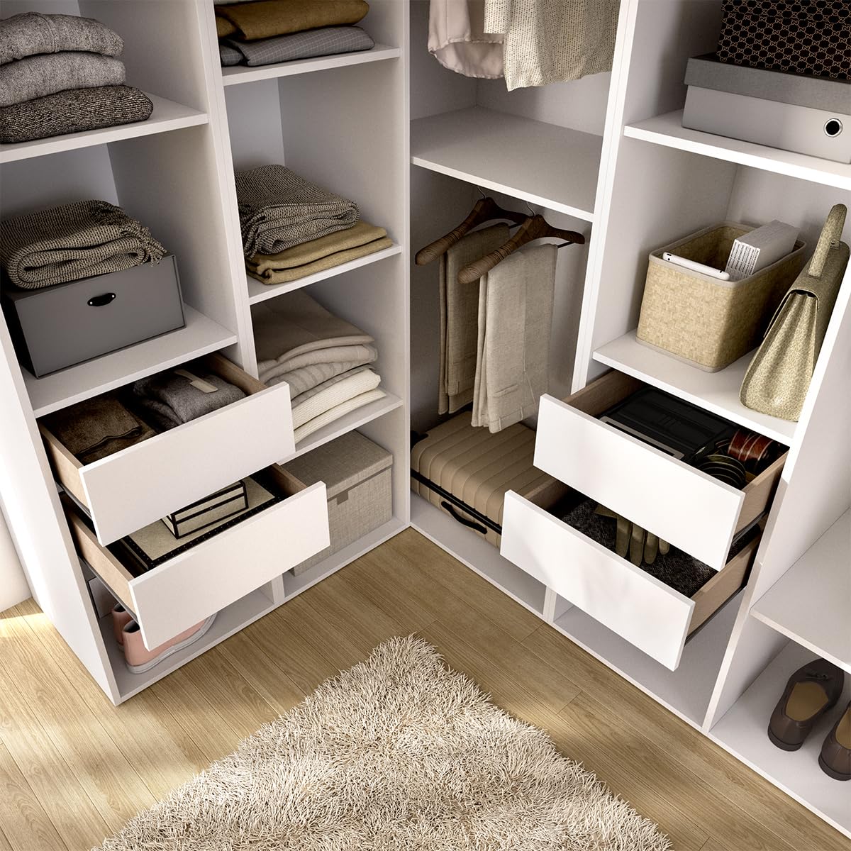 DEKIT Grupo RIMOBEL-Conjunto Armario-VESTIDOR Rincon con Trasera Reversible