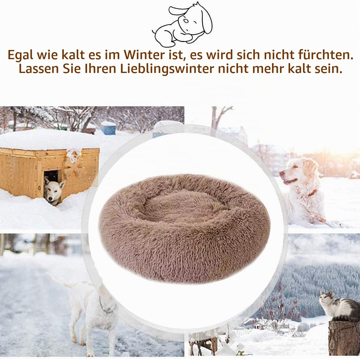 Haoye Hundebett Grosse Hunde, Flauschige Hundekissen, Premium Orthopädisches Haustierbett, kuschelige flocke Hundesofa, Hundekörbchen waschbar für mittel und große Hunde