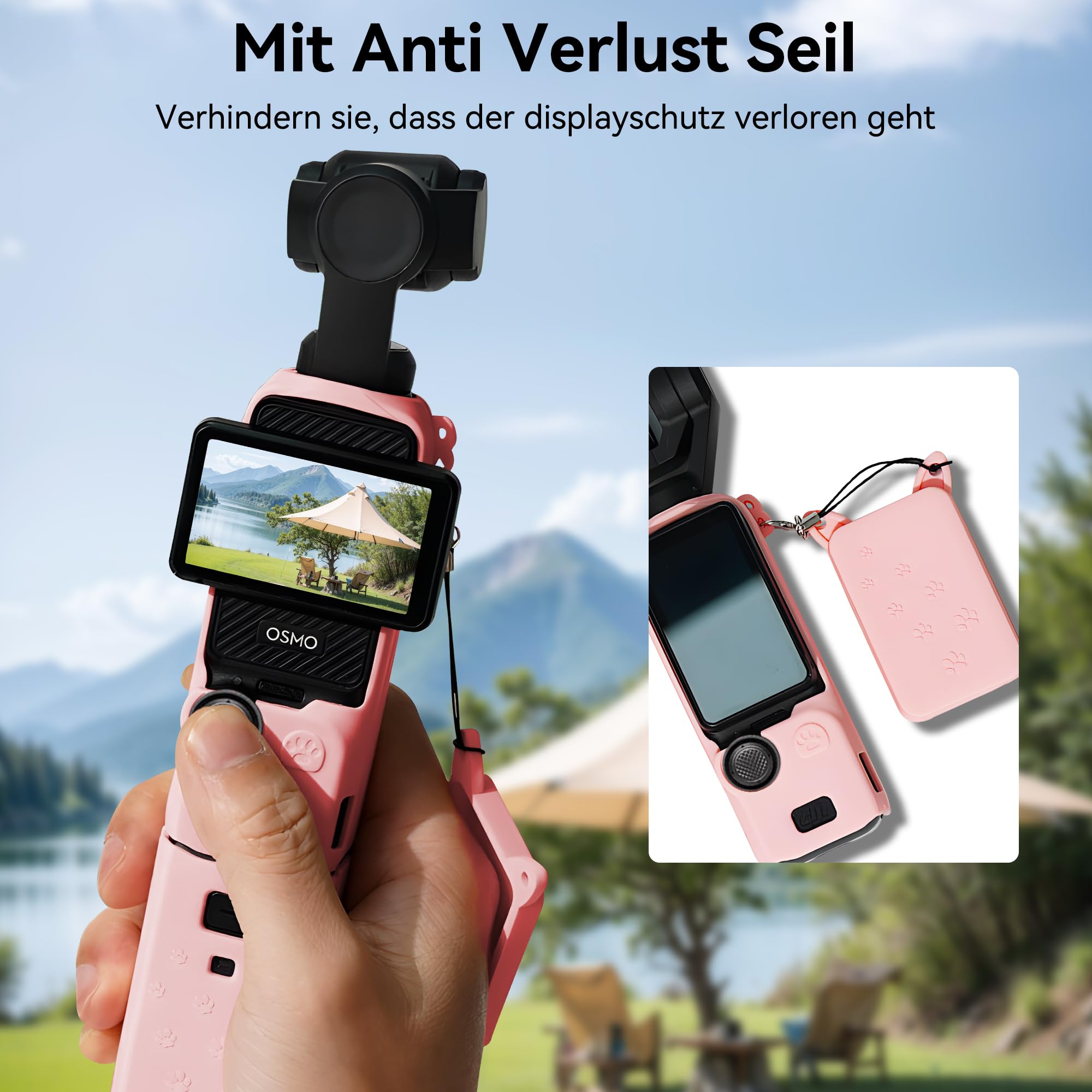 Osmo Pocket 3 Silikonowa Osłona - Ochronny Pokrowiec na Obiektyw Aparatu Odporny na Zarysowania Akcesoriów do DJI Osmo Pocket 3 Creator Combo (Różowy)
