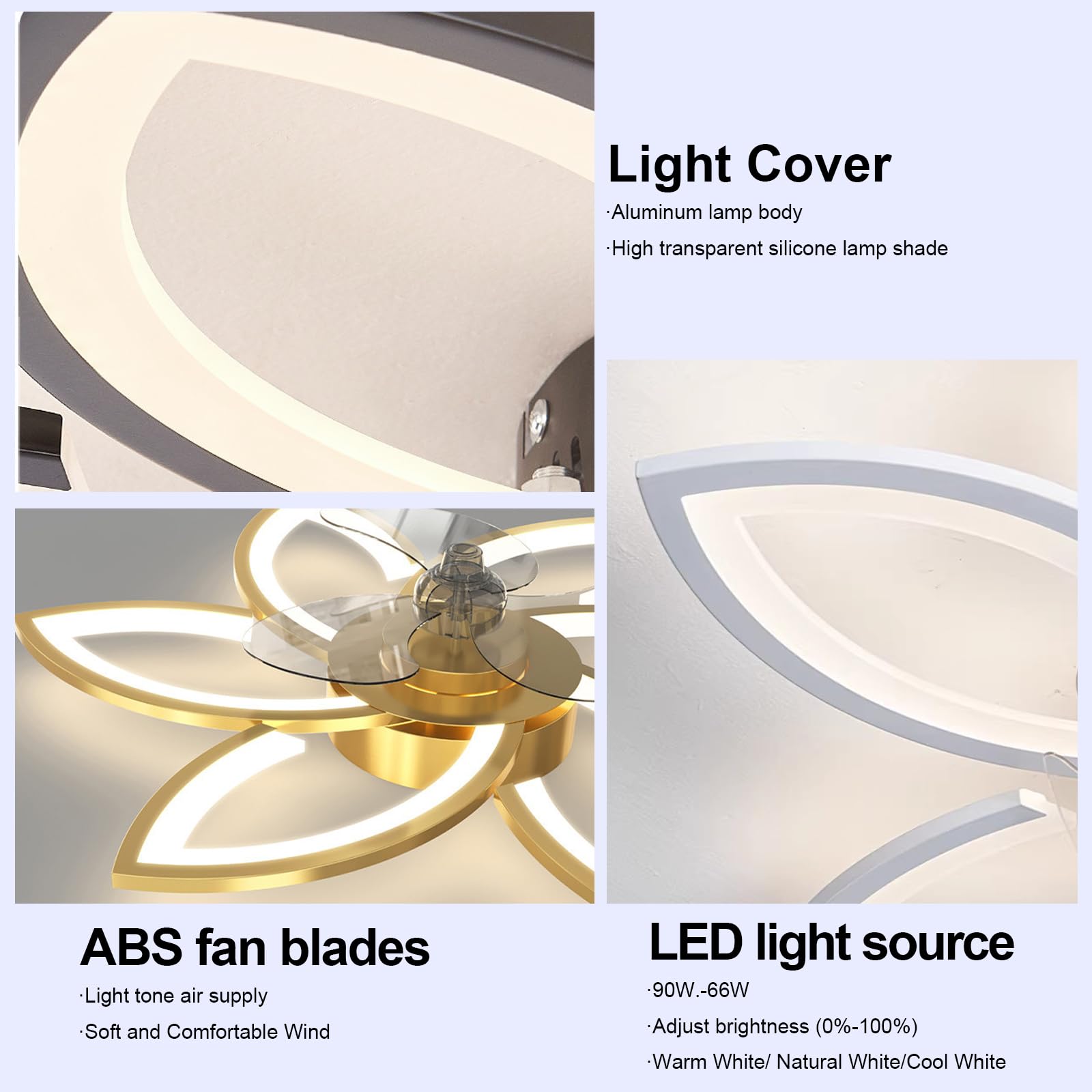 Deckenleuchte mit Ventilator leise Dimmbar 3 Farbtemperatur 6 Geschwindigkeiten led deckenventilator mit fernbedienung für Wohnzimmer Schlafzimmer Esszimmer deckenlampe mit ventilator (Schwarz, Φ78cm)
