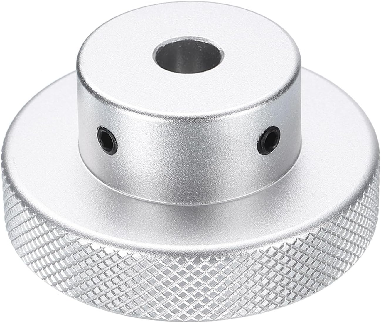 HARFINGTON Aluminum Alloy Handwheel 60mm OD 10mm Bore Aluminum Milling Machine Handle Machine Tool Hand Wheel with Wrench and 2pcs Screws for Milling Machine Lathe, Silver Tone