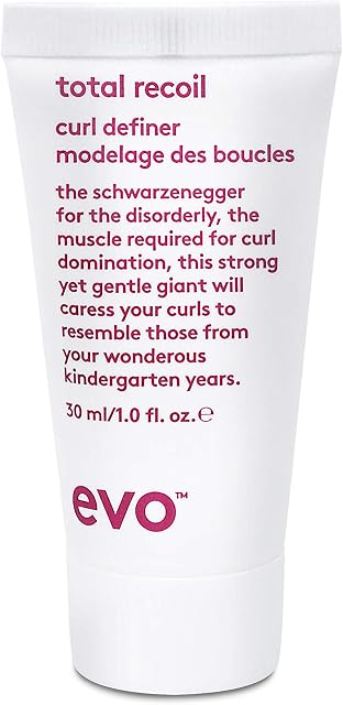 EVO Total Recoil Curl Definer - Strong Hold Defining Cream Enhances Natural Curl Pattern Reduces Frizz Humidity Control - Travel Size, 30ml / 1.01fl.oz
