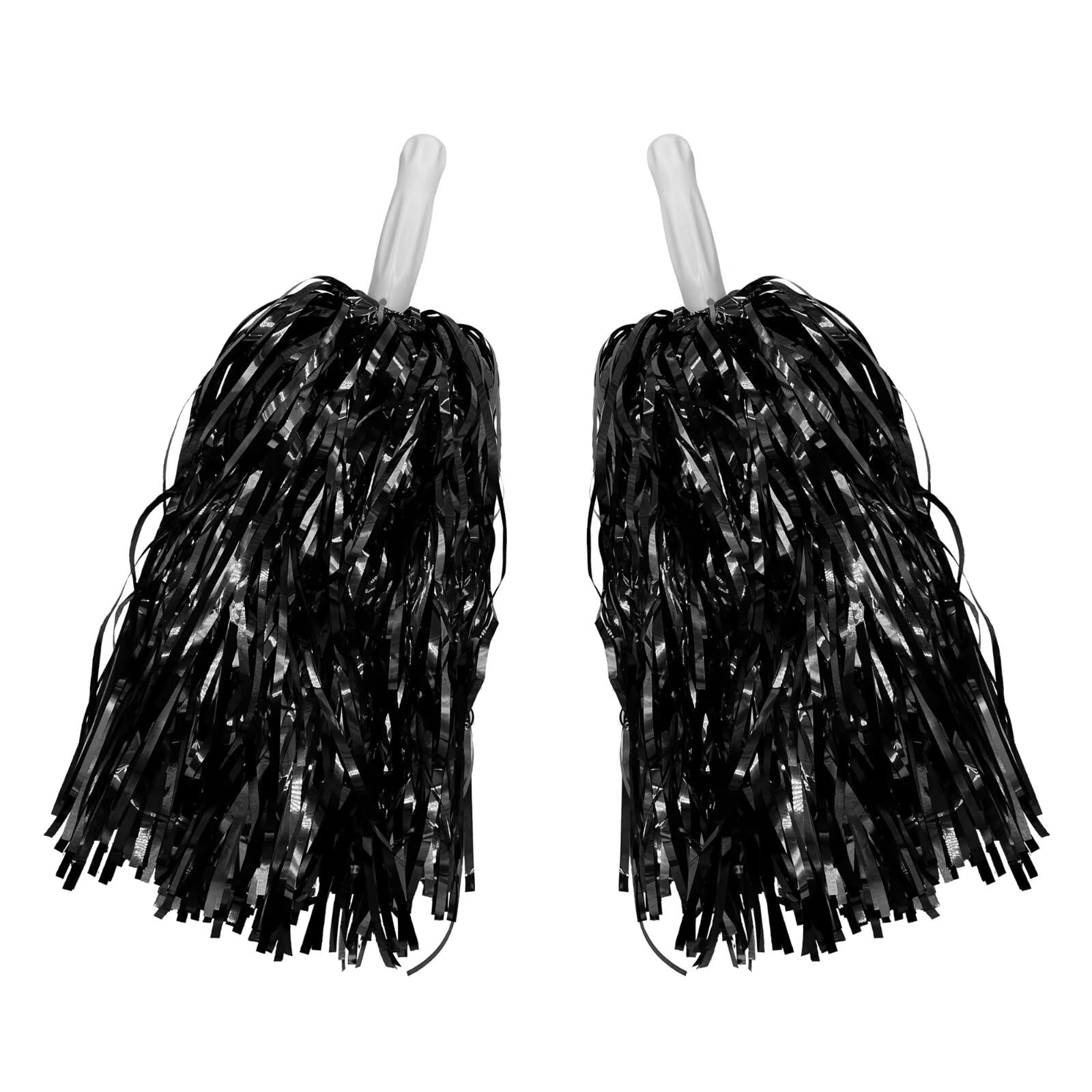 2 pompones negros de animadora de papel metálico para escuadrones deportivos, bailes, fiestas, fútbol, baloncesto, celebración de actuaciones espirituales — view 6