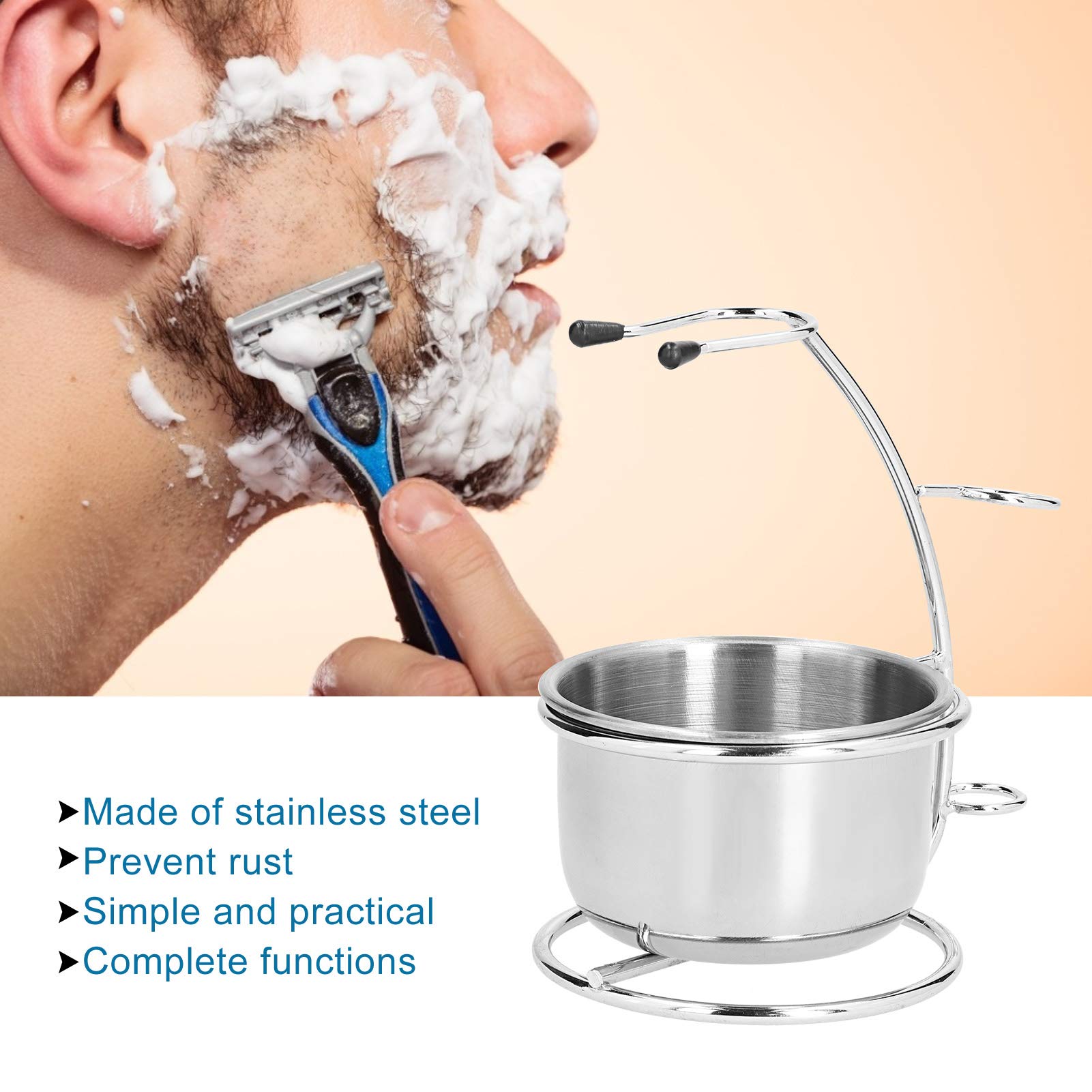 Supporto per Pennello da Barba con Ciotola per Sapone, Rasoi di Sicurezza in Acciaio inossidabile Set Porta Pennello da Barba Kit da Barba per Toelettatura per Uomo