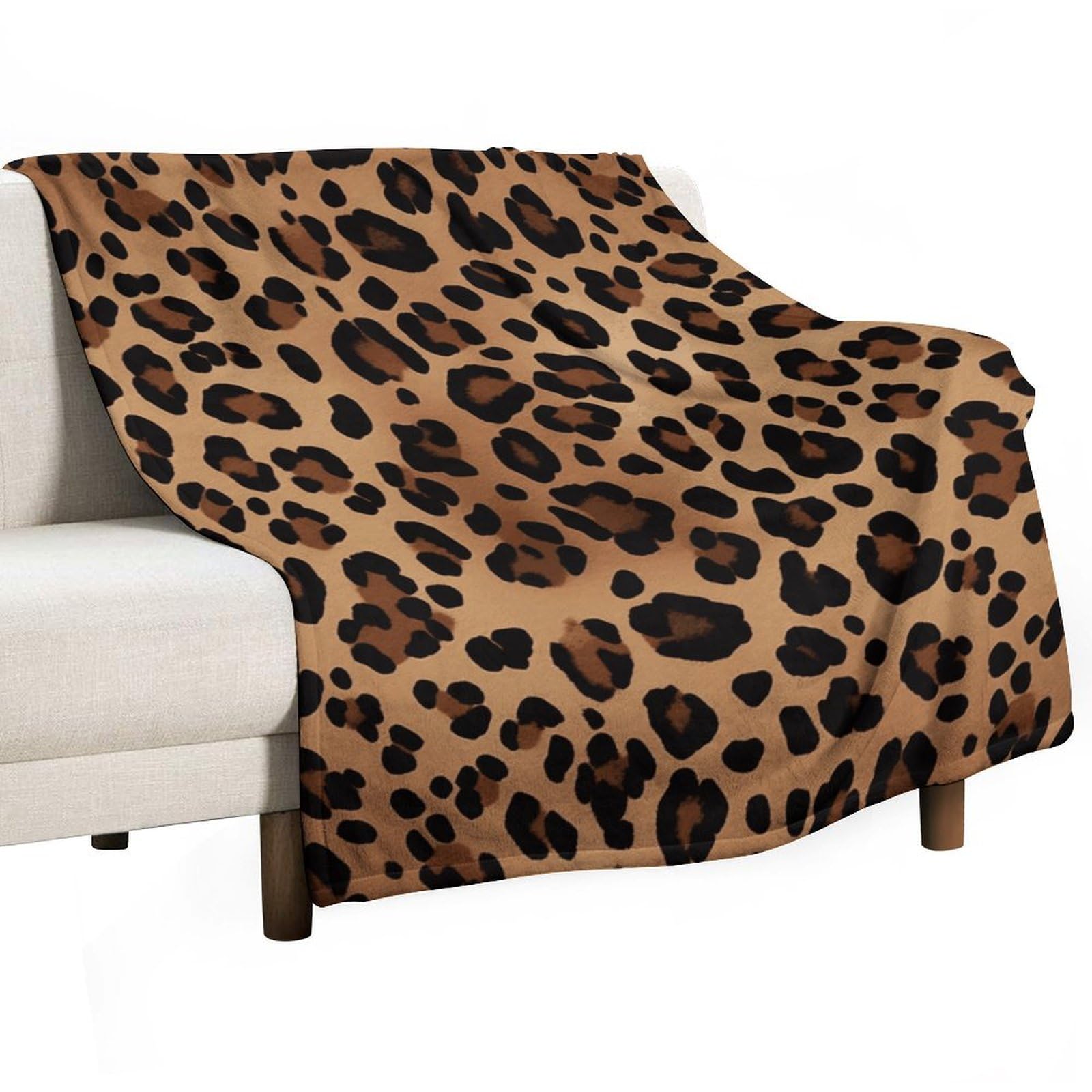 Couverture en flanelle douce imprimé léopard, plaid de lit luxueux et confortable