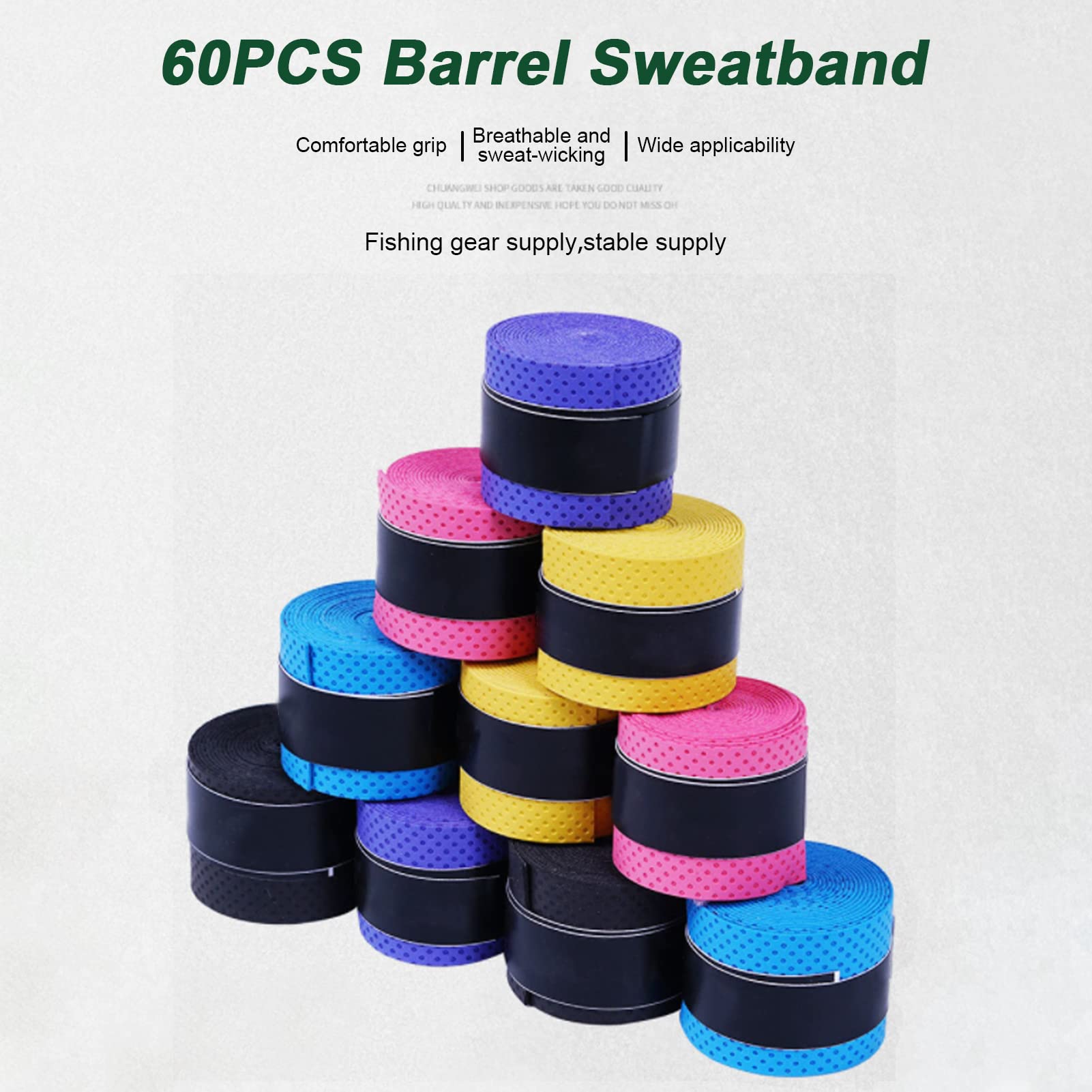 OUKENS Surgrips de Raquette de Badminton de Tennis, 60 pièces Super absorbantes de la Sueur Bande de Grip pour Raquette de Tennis Bandes, Anti-Sueur Ruban Grip pour Raquette