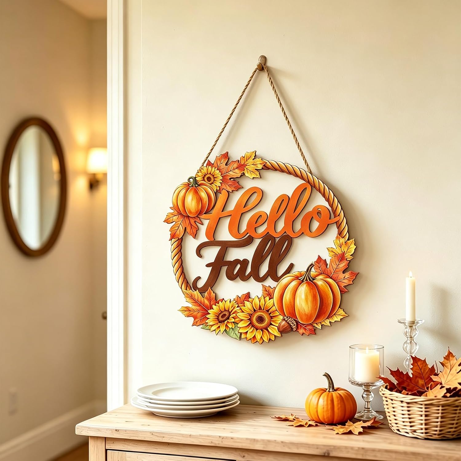 Fall Decorations for Home Fall Door Decor Wall Decor Hello Fall Sign