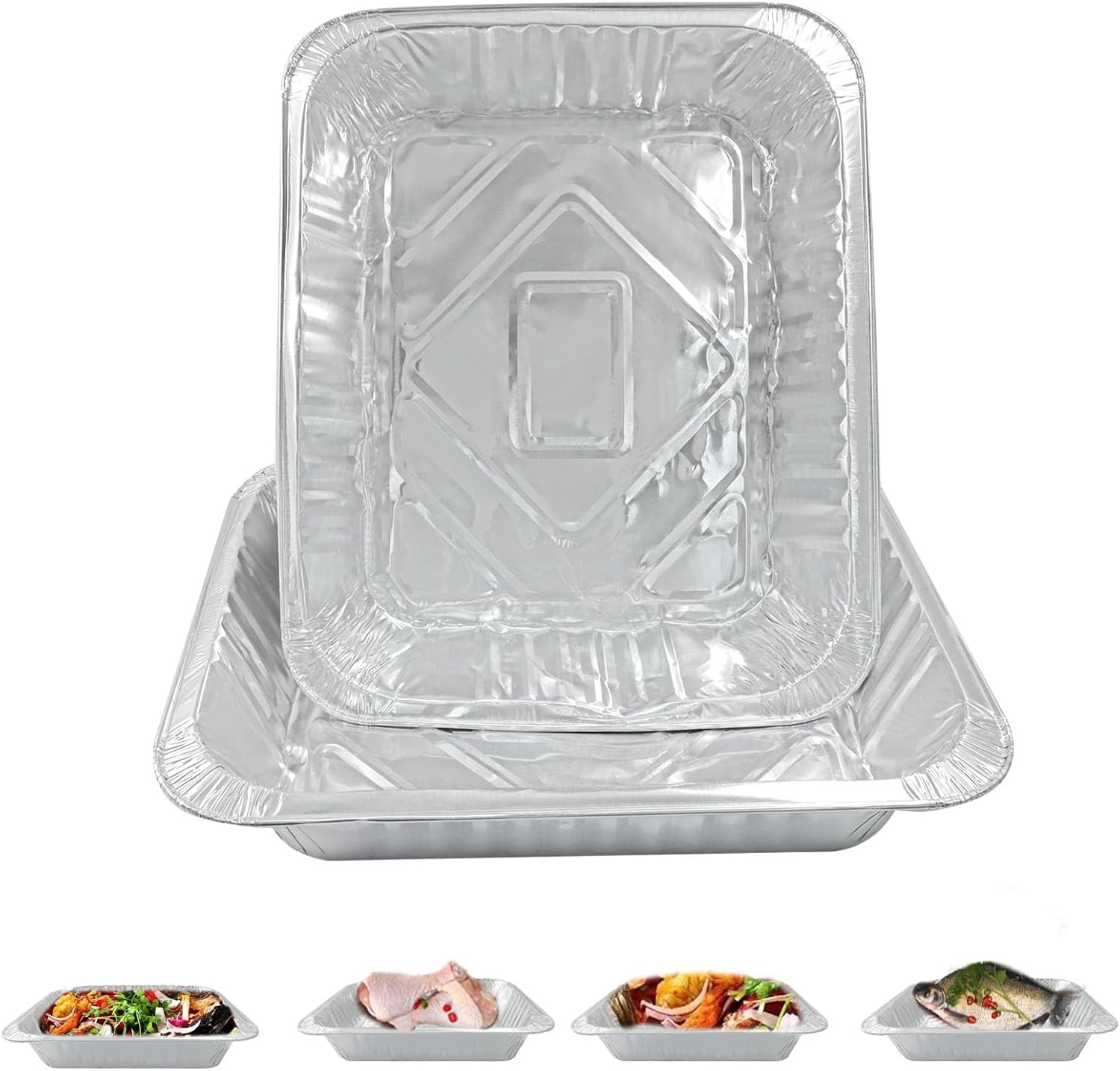 10 Pack Heavy-Duty Aluminum Pans,9x13 Disposable Tray Steam Table Pans,Designed for Baking,Roasting,Cooking,BBQ & Catering