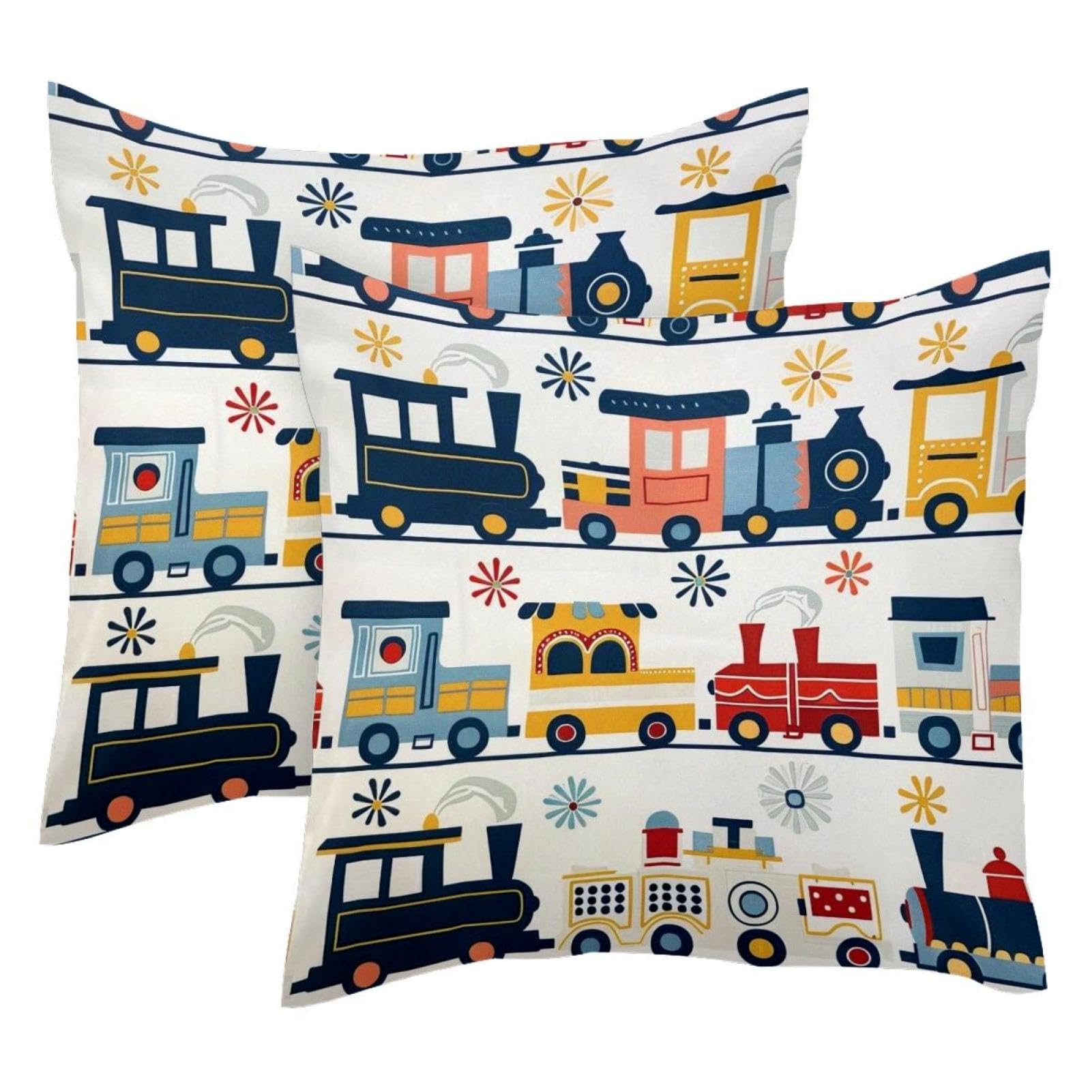 Housses de coussin train en velours doux 50x50 cm pour décorer un coin lecture