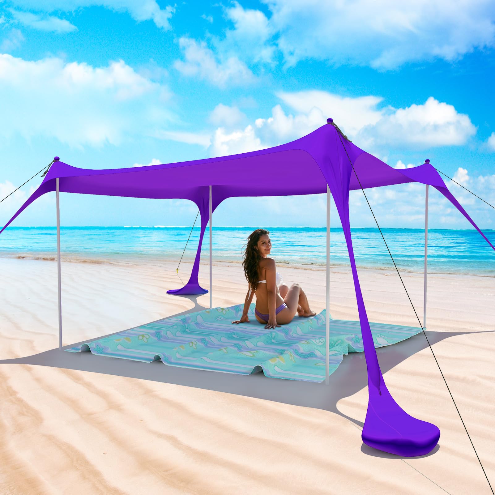 Pop Up Tent Wakeman UPF50+ Pop Up Beach Tent Sun Shelter, Blue