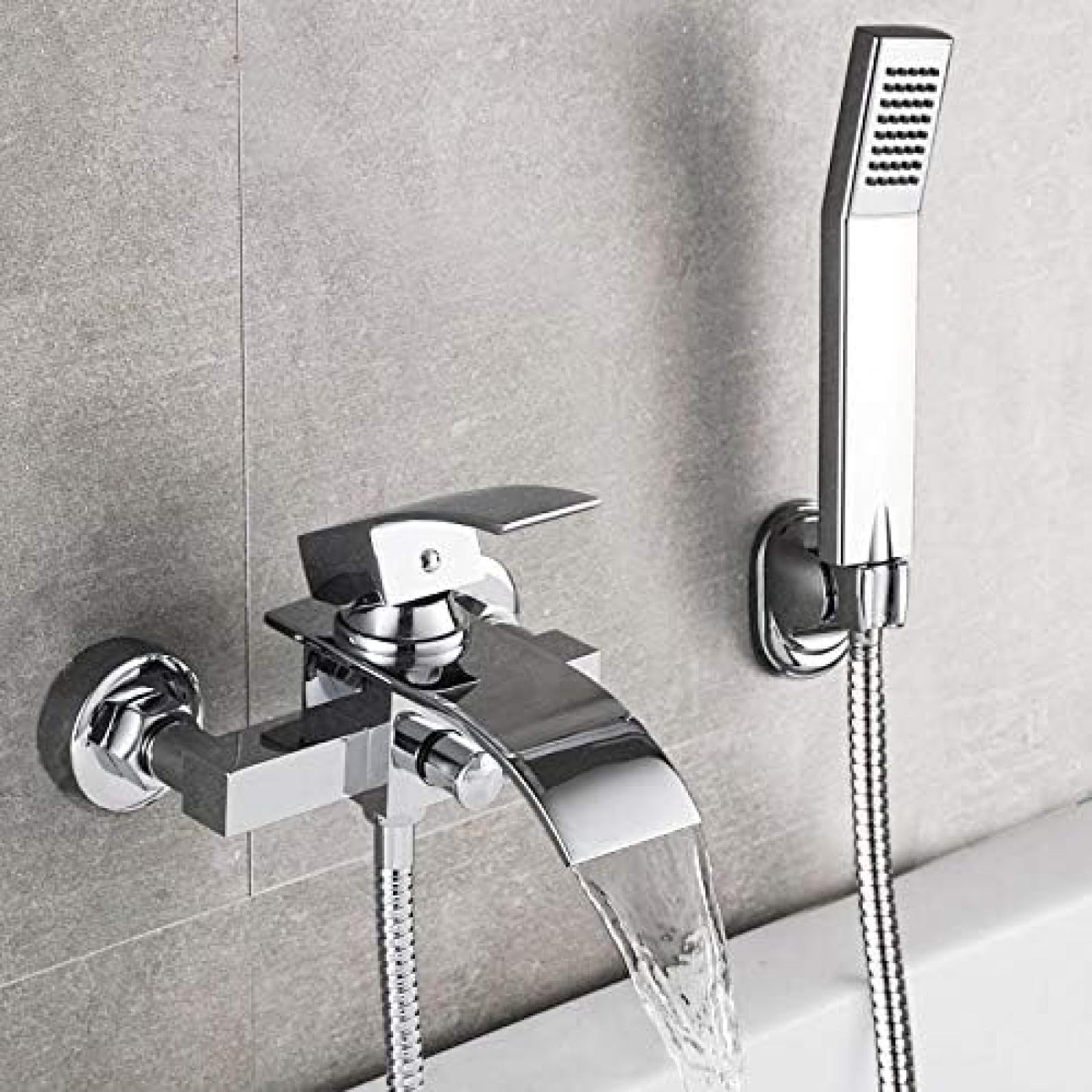 GLJTUO Shower system, Bathtub Shower Set Wall Mounted Waterfall Bath Faucet, Bathroom Cold And Hot Mixer Taps Brass Chrome