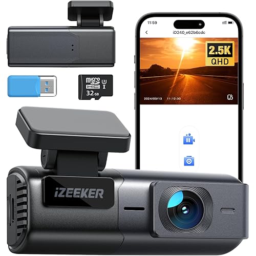 iZEEKER 2.5K Dash Cam WiFi Dash Camera for Cars, Mini Car Camera 1440P Front Dashcams with App, Free 32GB Card, Night Vision, WDR, G-Sensor, Loop Recording, 24H Parking Mode Supports