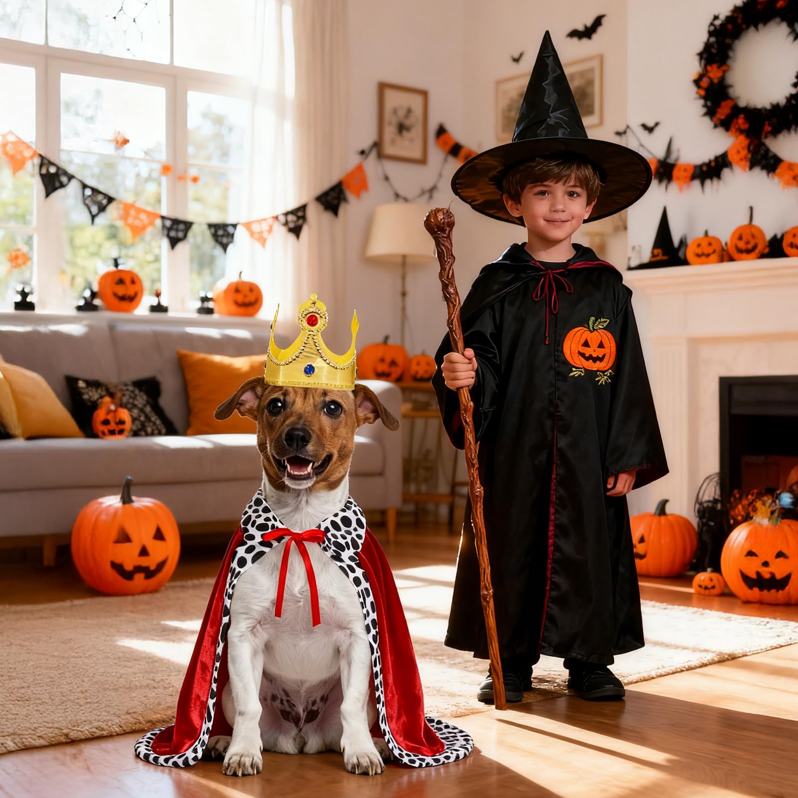 Puluole Halloween Dog Costumes for Large Dogs,Halloween Pet Costumes for Dogs and Cats,King Cape for Dog,Large Dog Costume for Halloweens Pet(M) - Image 2