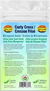 Curly Cress Microgreen Seeds | Cresson Frisé Graines de Micropousses | Certified Organic & Non-GMO | Net Wt. 250 Grams (approx. 111,000 seeds) | High Germination Rate | Product of Canada