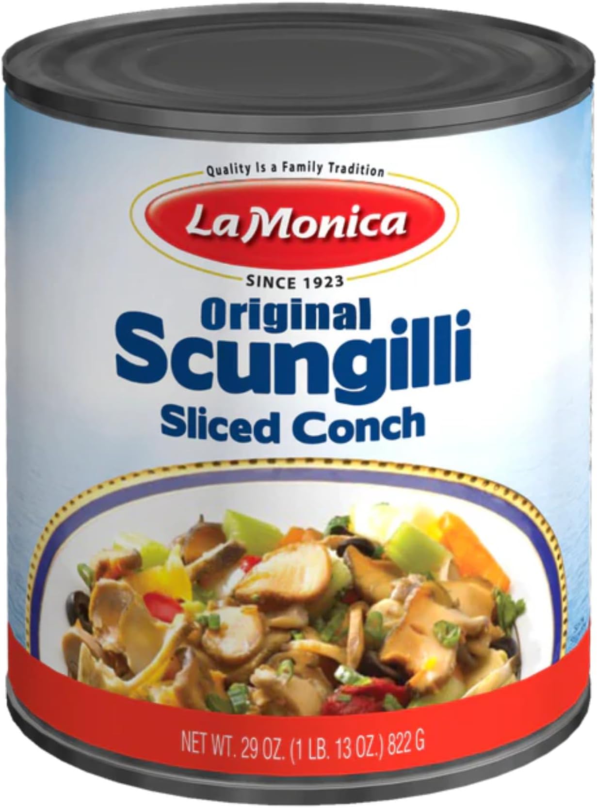LaMonica Fine Foods Scungilli (Sliced Conch), 29 oz – Wild Caught – Ready to Eat – Premium Quality Seafood for Salads, Pasta & Italian Recipes