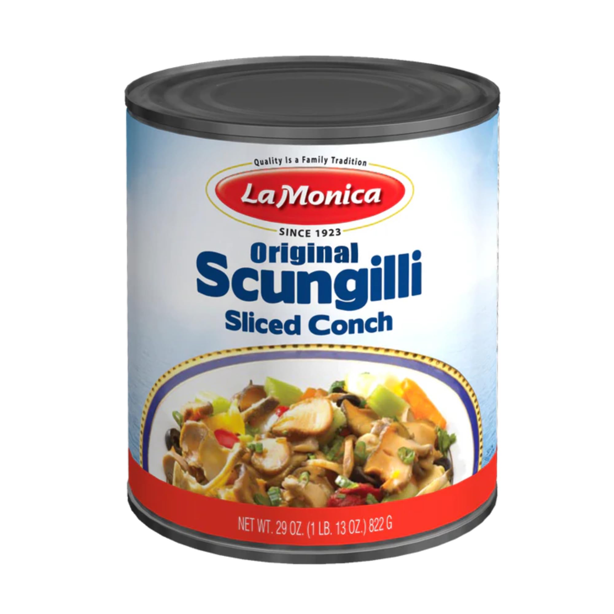 LaMonica Fine Foods Scungilli (Sliced Conch), 29 oz – Wild Caught – Ready to Eat – Premium Quality Seafood for Salads, Pasta & Italian Recipes
