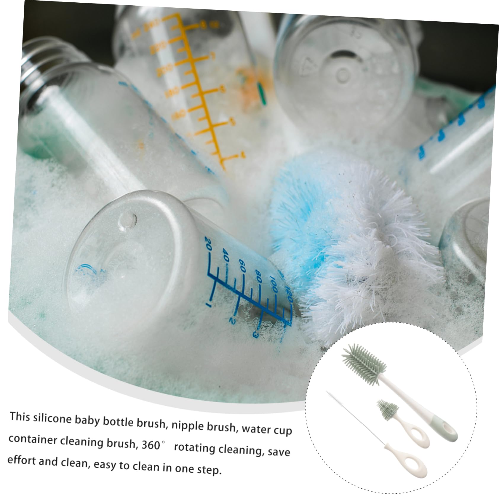 Abaodam 2pezzi Spazzole Per La Bottiglie Silicone Per Bottiglie e Tazze Resistente e