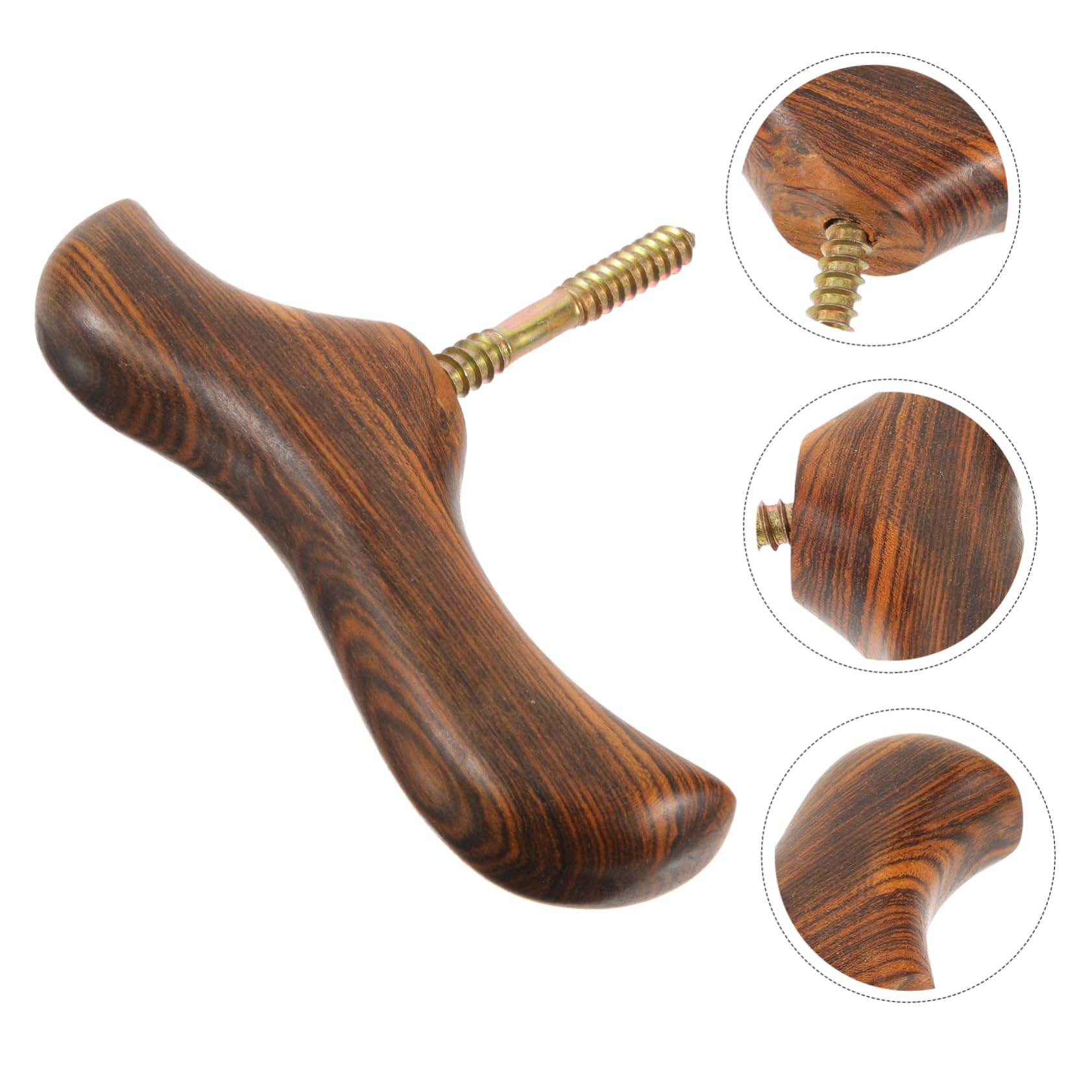 Mobestech Poignée en Bois pour Canne de Marche - Poignée Pliable - Poignée de Canne d'entraînement - Tête de Canne - Corps Humain - Tige de Polissage - Bouton en rotin et métal