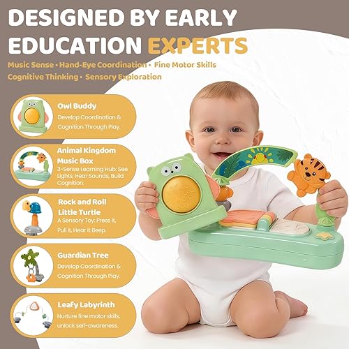 Miniatura 6 de Time Followers® 6 en 1 Centro de Actividad para Bebé Saltadores y Balancines 4 Etapas Estación de Pie para Niños Pequeños Regalo de Ducha