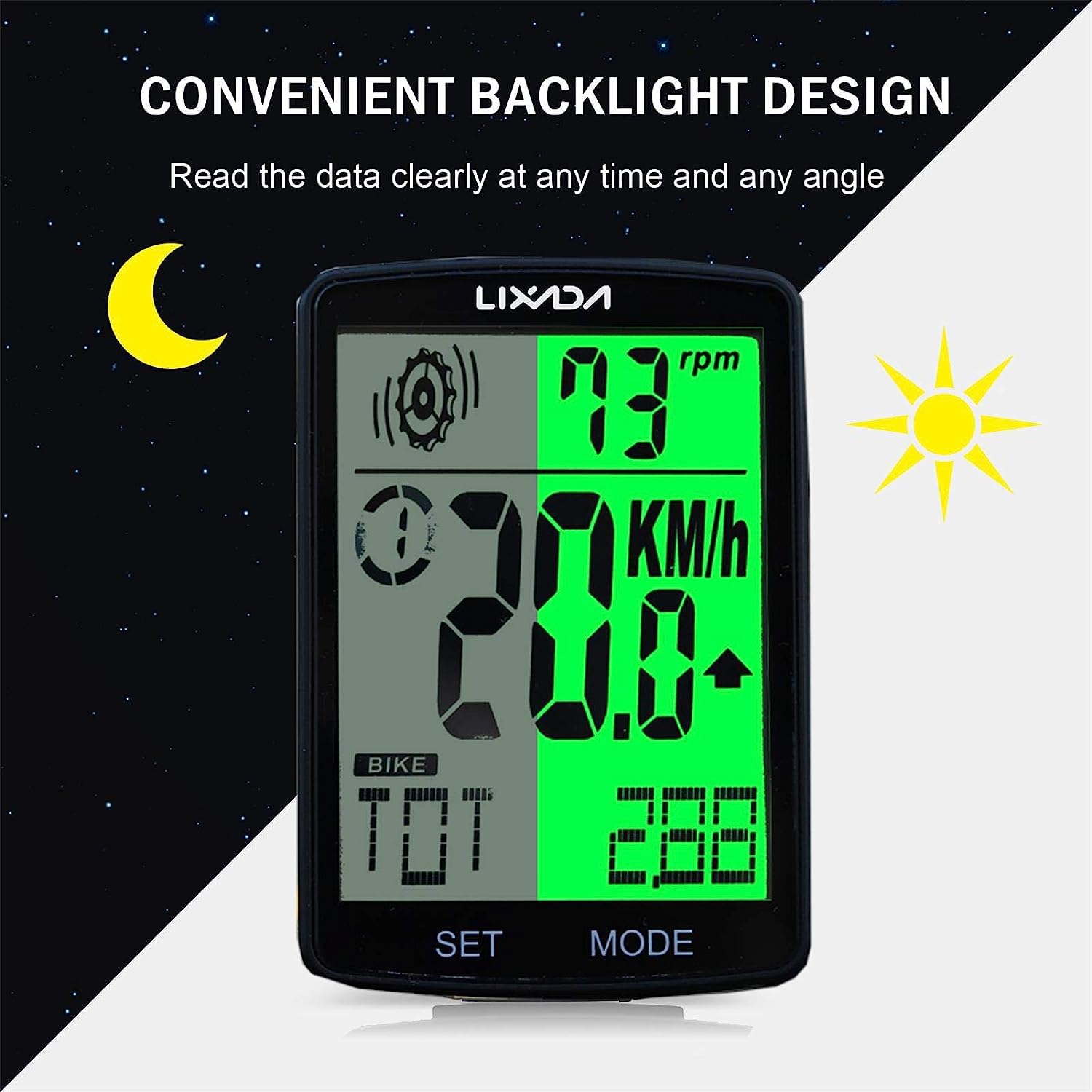 Lixada Lixada Sans Fil Vélo Ordinateur Multi Fonctionnel Écran LCD Vélo de Montagne Compteur de Vitesse IPX6 Étanche Cyclisme Mesurable Chronomètre Accessoires de Cyclisme