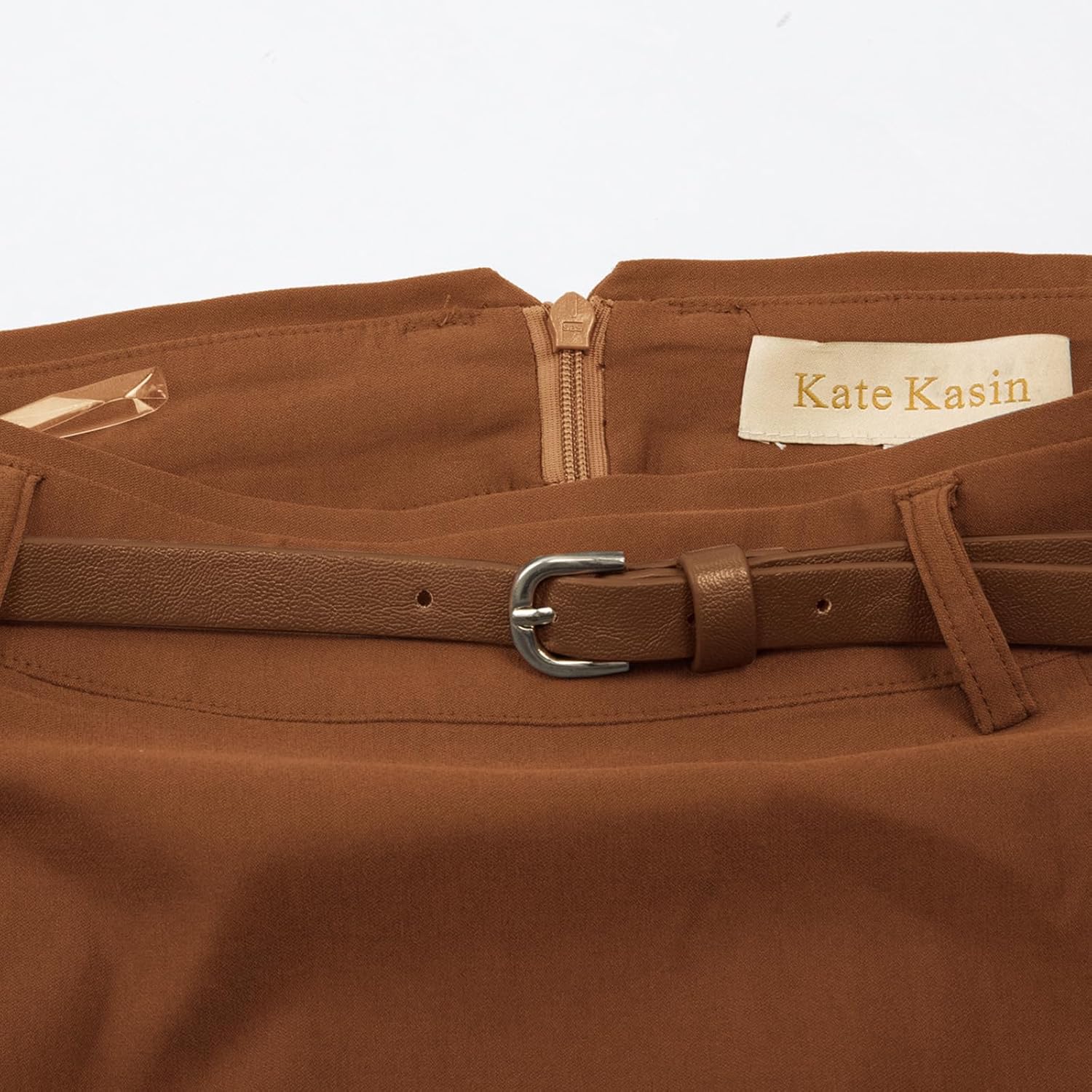 Kate Kasin Women's Bodycon Pencil Skirt with Belt Solid Color Hip-Wrapped - Image 6