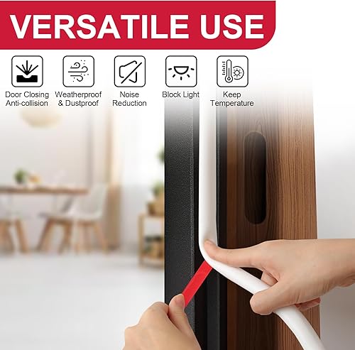 Miniatura 7 de Nueva actualizaciónSello de silicona para puerta, 19.7 pies, autoadhesivo en forma de D, burlete para puerta y ventana, sella un gran espacio