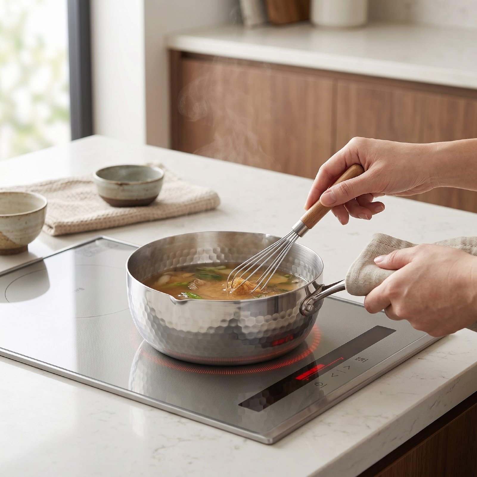GOWENIC Rondel ze Stali Nierdzewnej SUS316 Nonstick Uniwersalny Rondel z pokrywką 5-warstwowa Podstawa Kompatybilny z indukcją Można myć w Zmywarce Garnek do Gotowania w Kuchni