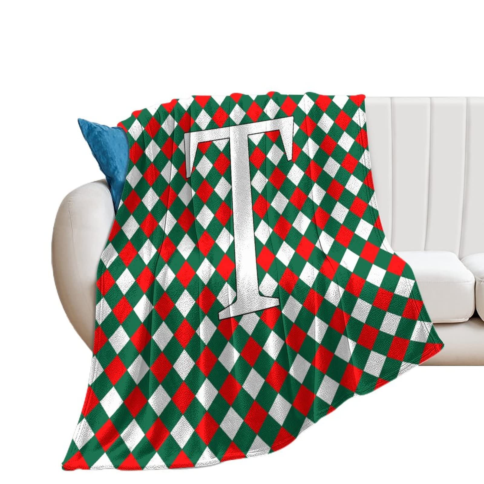 Plaid buffle monogramme T 178x203cm : couverture de Noël en flanelle