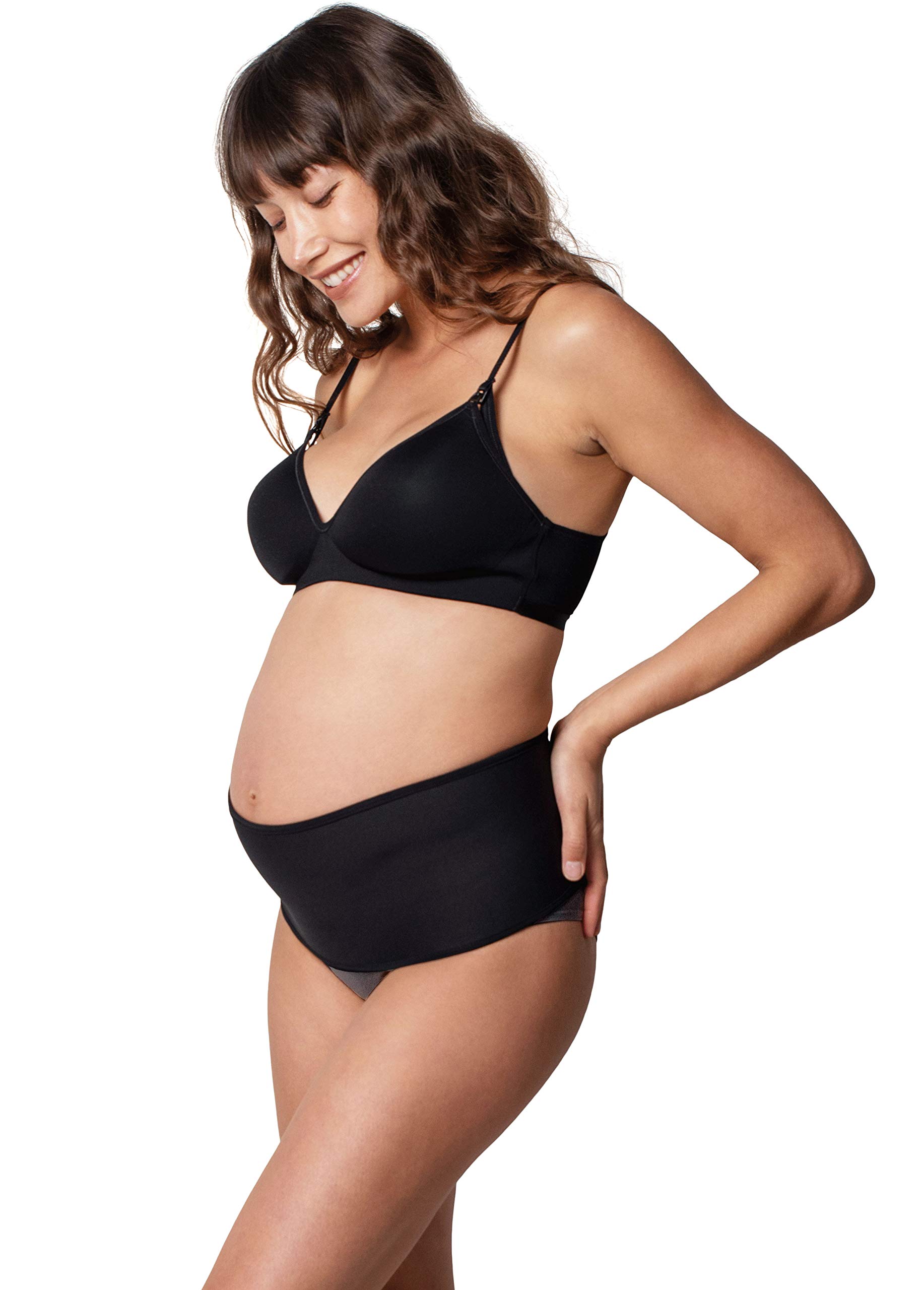 Ingrid & Isabel Maternity Support Belt – Adjustable Pregnancy Belly Band for Women – Lightweight, Breathable & Comfortable Belly Support – Ideal for All Pregnancy Stages - Black, S/M