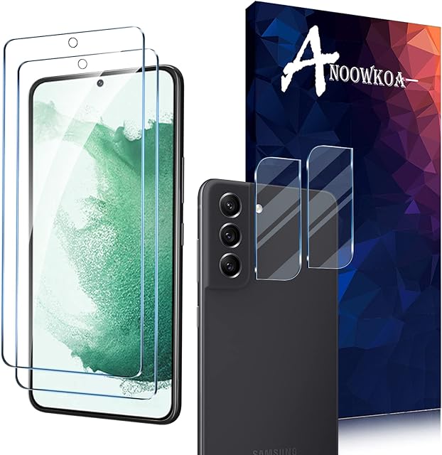 Anoowkoa for [2+2 Pack] Samsung Galaxy S22 Plus 5G Screen Protectors and Camera Lens Protectors, Guard Samsung Galaxy S22 Plus Tempered Glass Film, Anti Fingerprints Protective Film