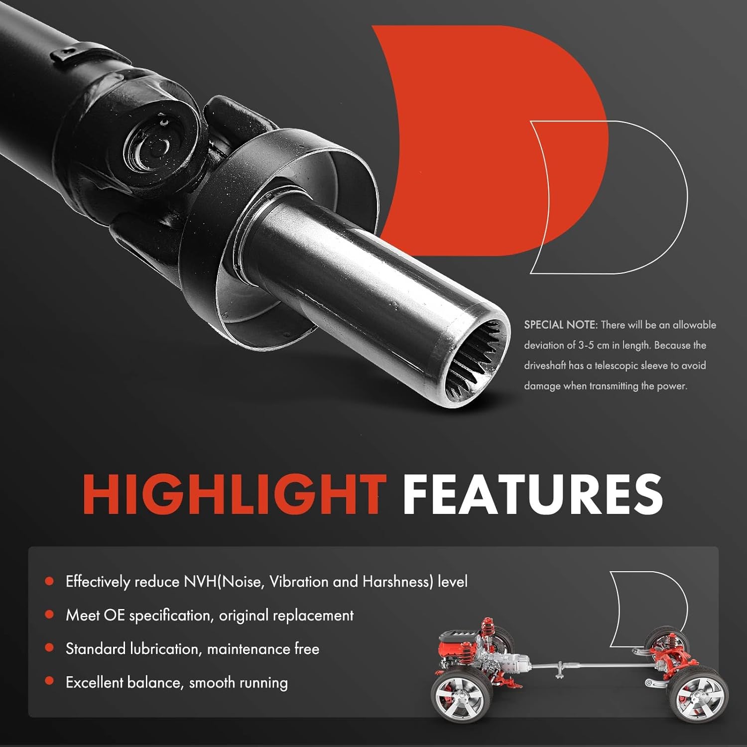 A-Premium Rear Drive Shaft Driveshaft Assembly Compatible with Lexus RX300 1999 2000 2001 2002 2003, AWD, Replace# 3710048010, Complete Prop Shaft