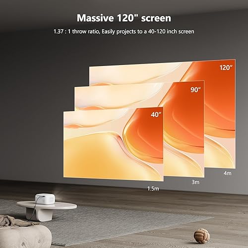 Miniatura 4 de Mini proyector con WiFi y Bluetooth, proyector portátil 4K 1080P, proyector de película al aire libre de 18000 lúmenes, soporte de enfoque eléctrico