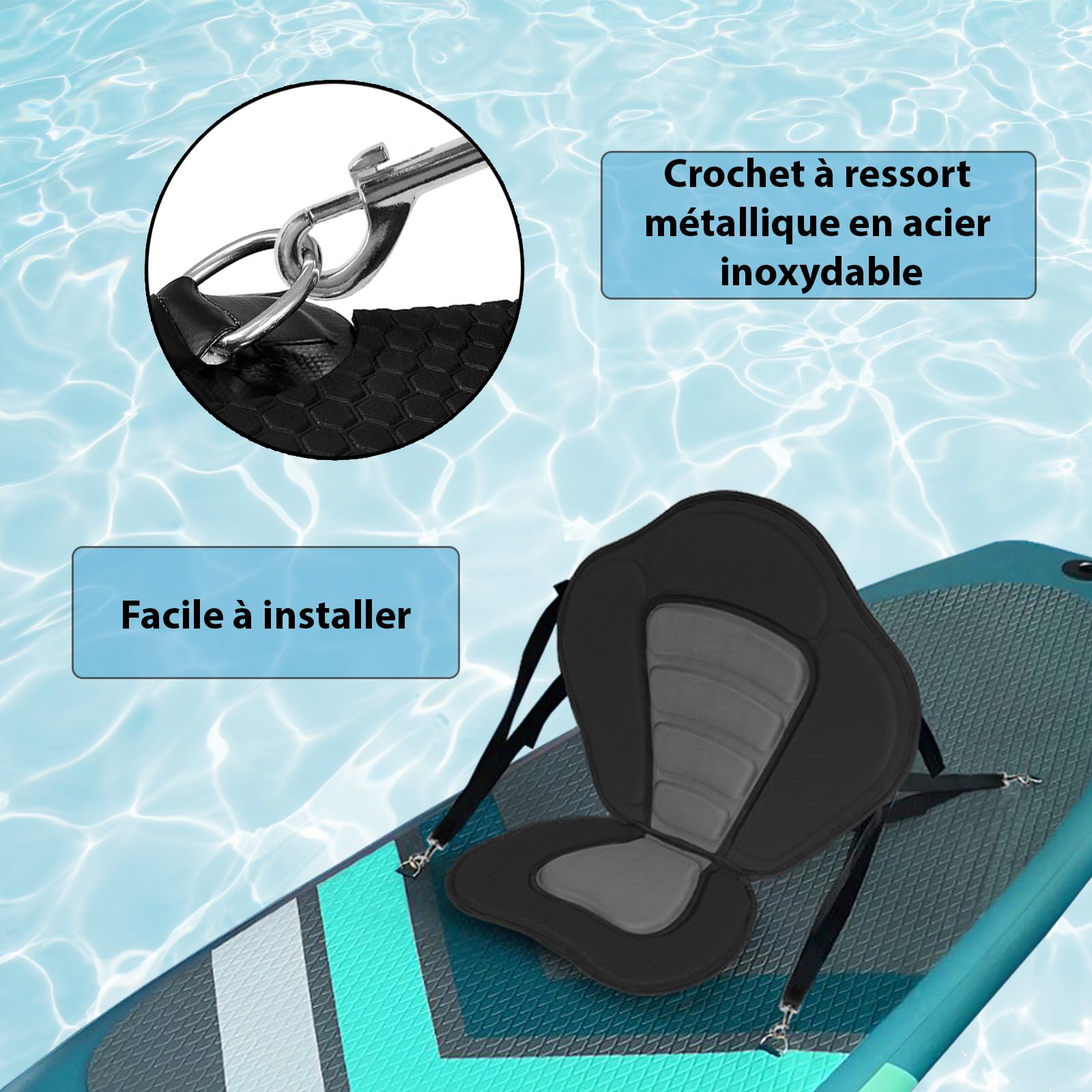 ALPIDEX Siège Kayak Planches Gonflables Sangles Robustes Assise Universelle Sup Siege Paddle