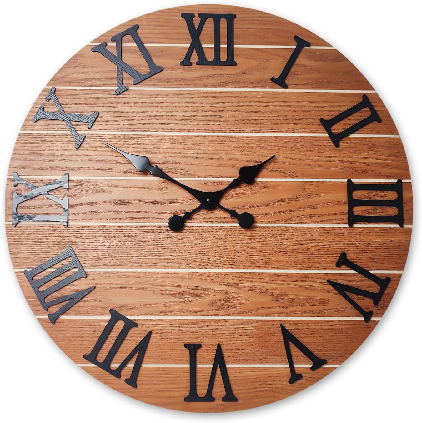 Brown Decorative Wall Clocks for Living Room 16 Inch Solid Wood Clocks Battery Operated Large Farmhouse Wall Clock Silent 16 Inch Brown1