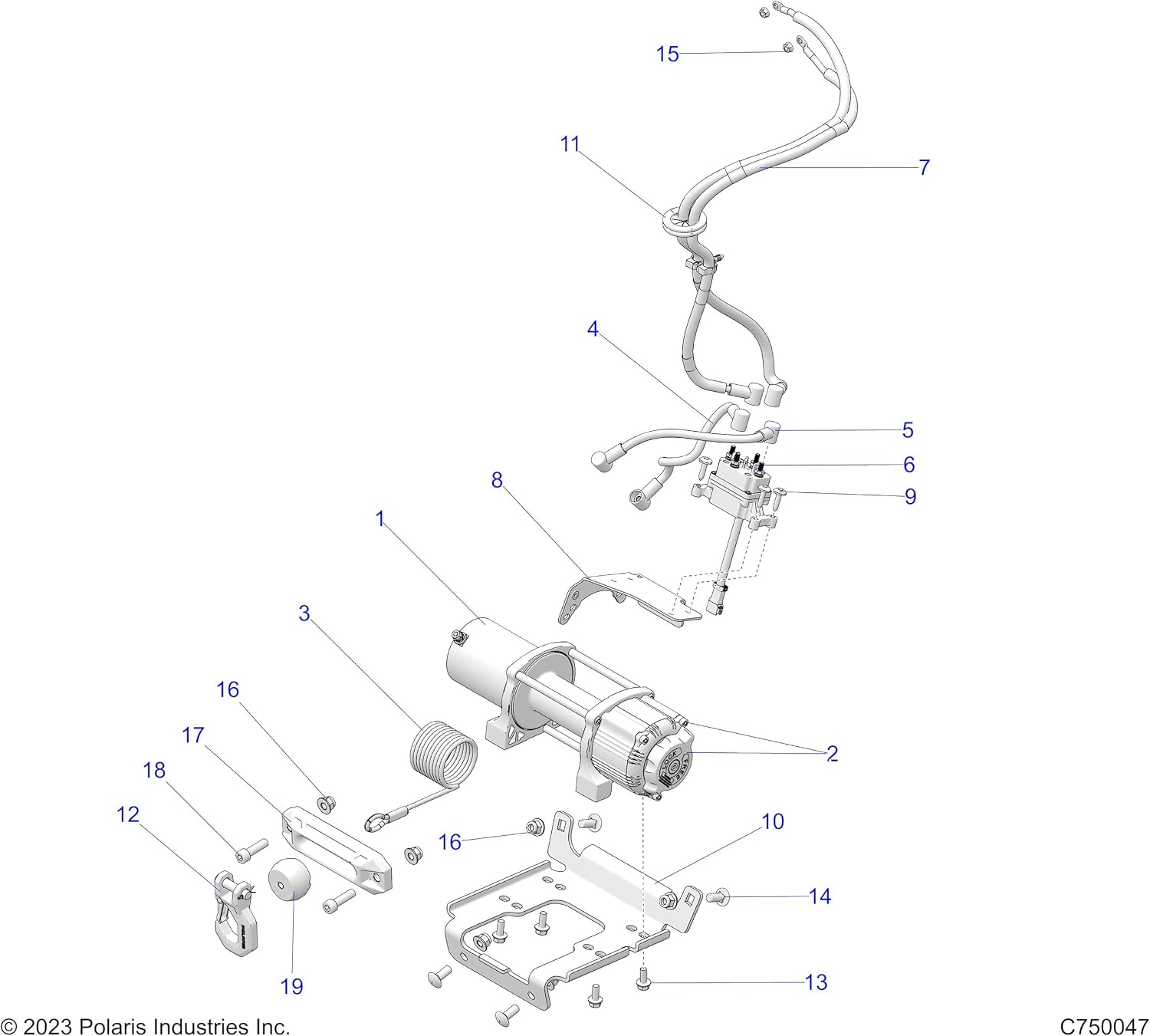 Polaris 2636470 Winch 4.5 45 Deg RZR General 1000 4 XP S