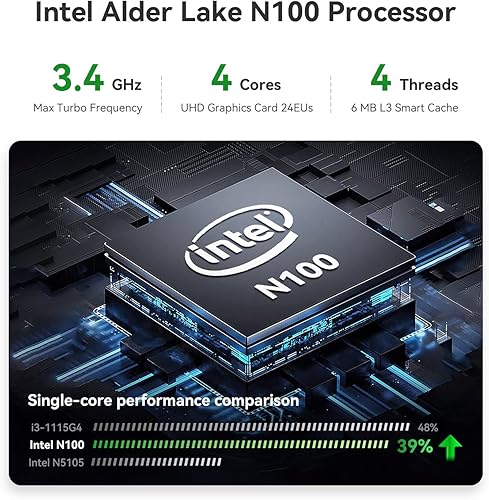 Miniatura 3 de TRIGKEY Mini PC G5 Dual LAN, nueva 12 generación Intel N100 (4C, 4T) 16G DDR4 500G PCIE1 SSD G5 Mini computadoras, 4K 60Hz HDMI Dual HD Salida,