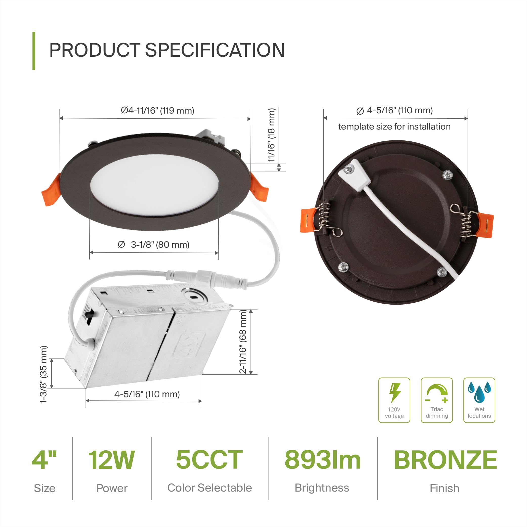 Snapklik.com : ASD LED Recessed Lighting 4 Inch - 2700K/3000K/3500K ...
